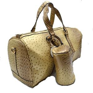 2-N-1 Ostrich Croc Duffle & Makeup Pouch Set